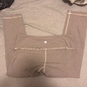 Black and white striped Lululemon crops